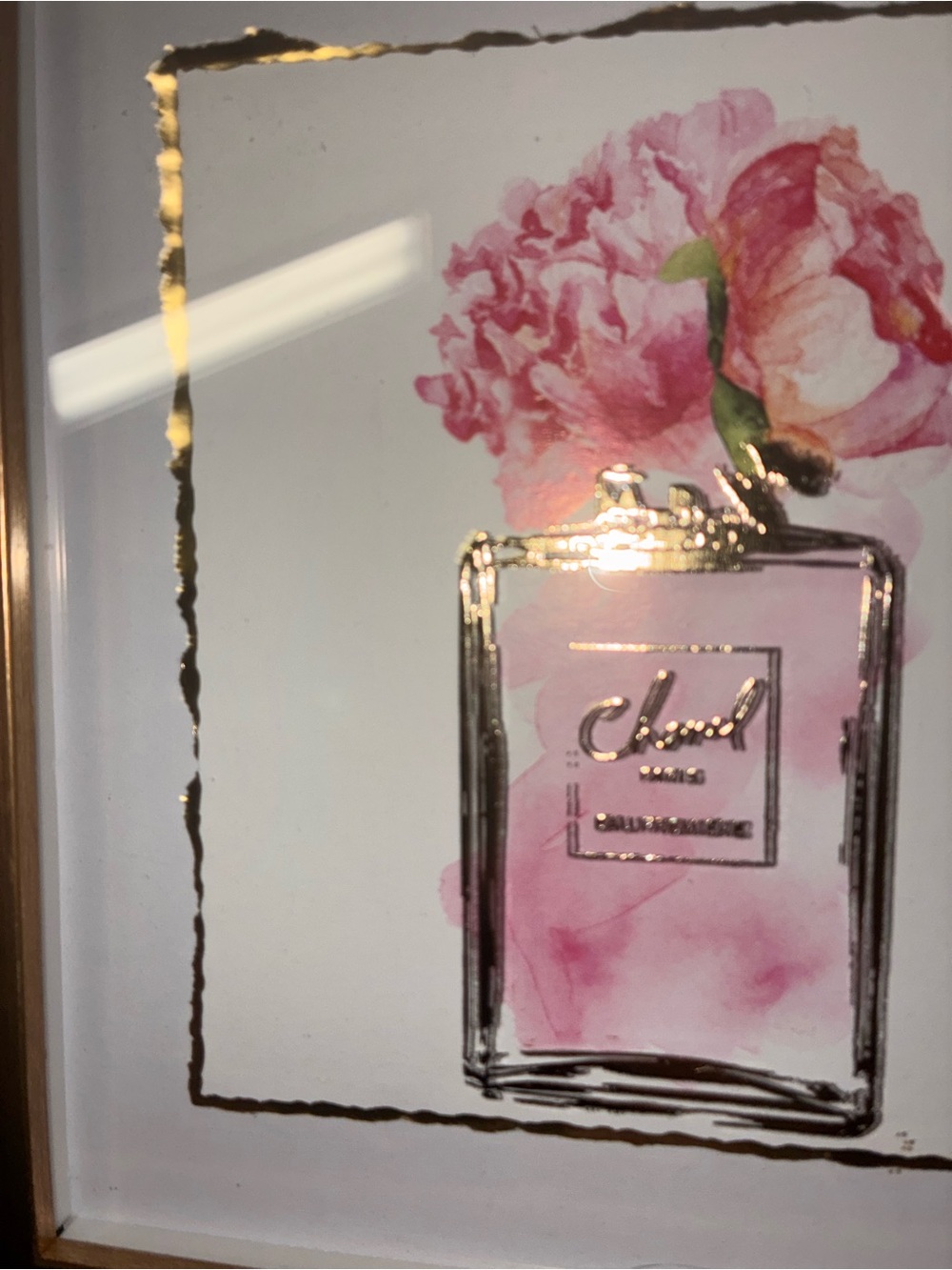 Chanel Perfume Wall Art - multidimensional glass w/ gold accents 17.75x11 in. - Picture 5 of 6